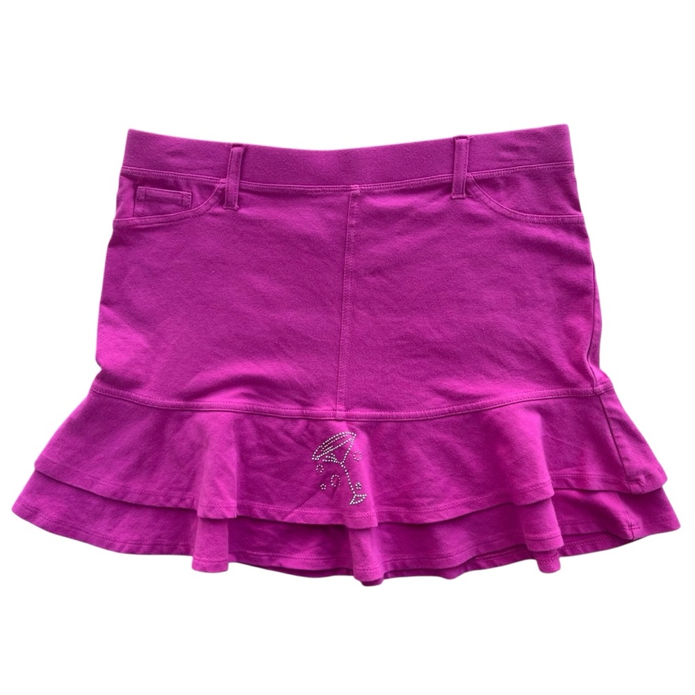 Thalia Sodi Girl 14/16 Pink Rhinestone Star Martini Glass Flounce Mini Skirt Y2K